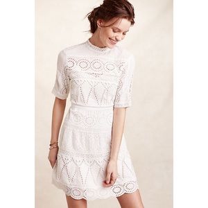 Anthropologie Floreat White Juliet Eyelet Dress